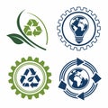 A set of vector logos on the theme of ecology and environmental protection. Royalty Free Stock Photo